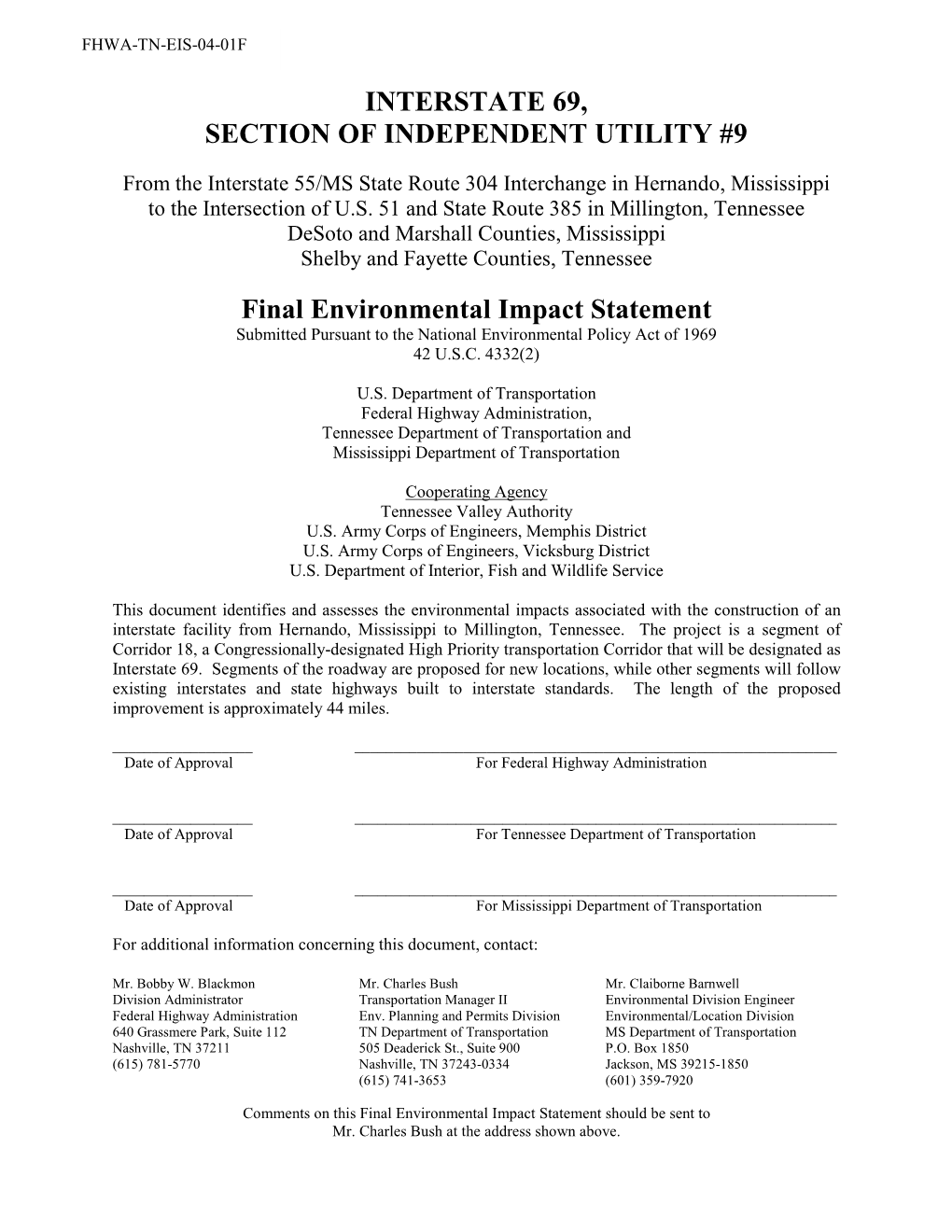 I-69 Final Eis Document 6-28-06