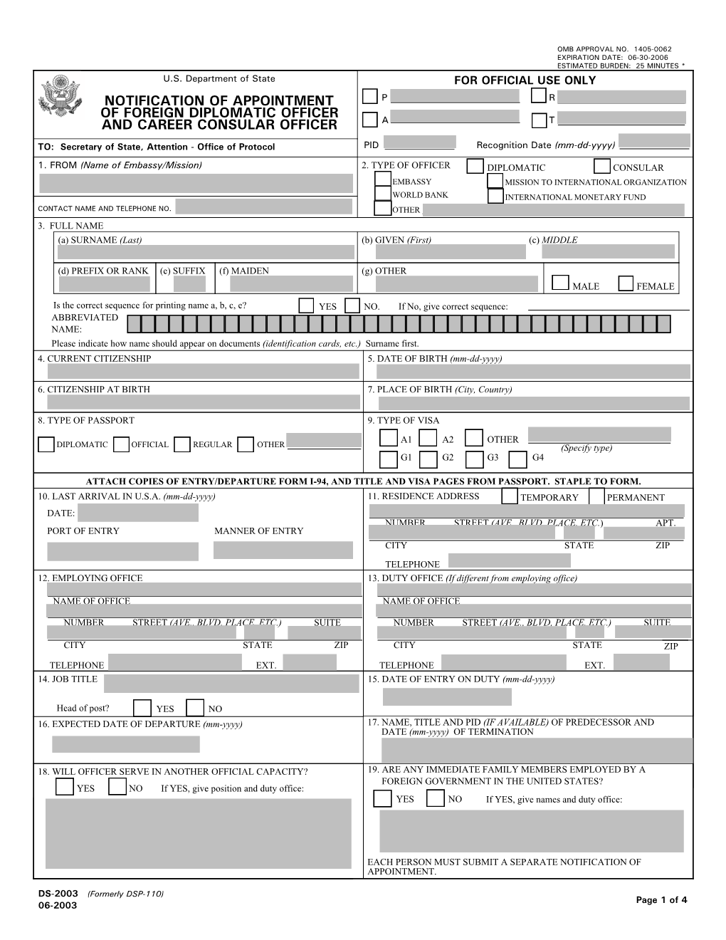 DS-2003 (Formerly DSP-110) Page 1 of 4 06-2003 20