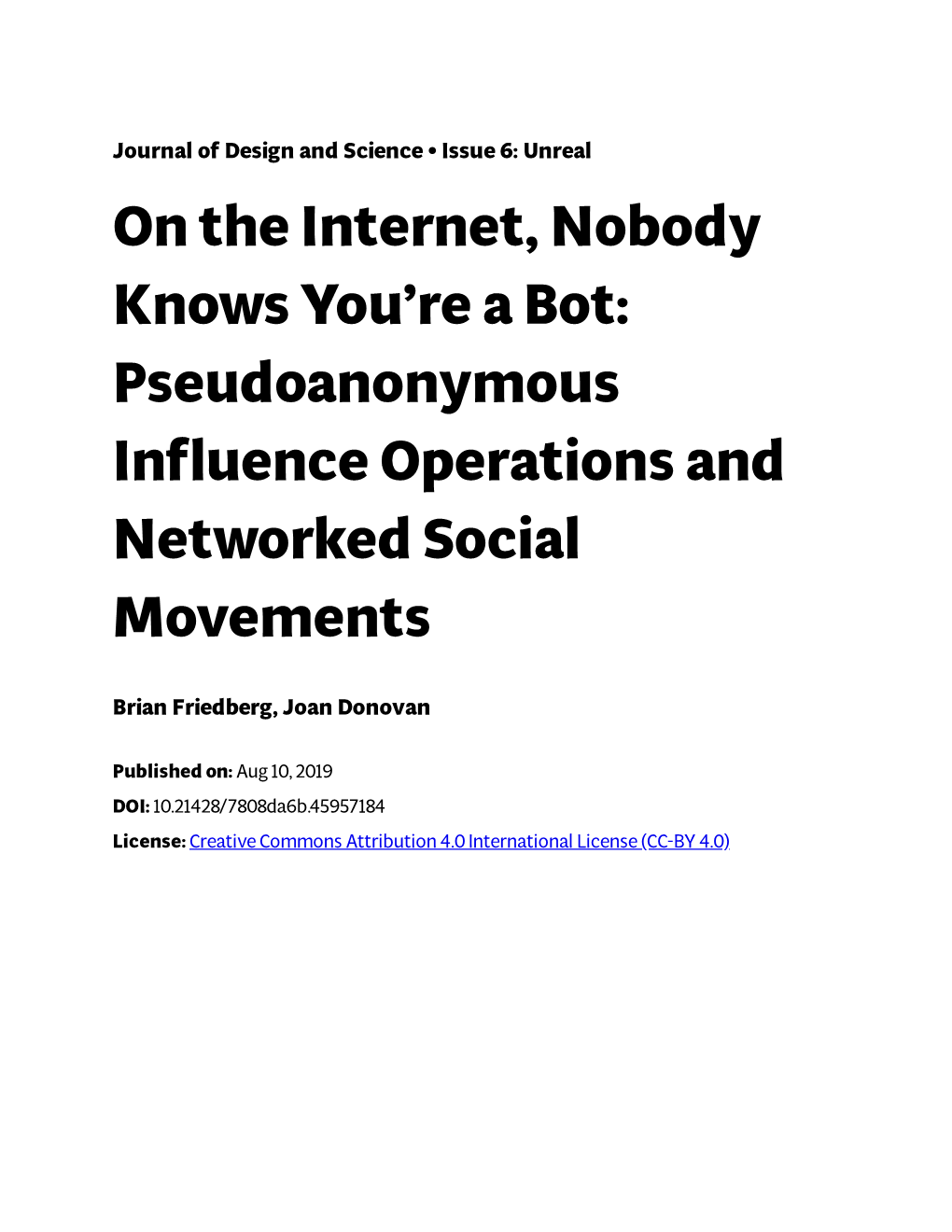 Pseudoanonymous Influence Operations and Networked Social