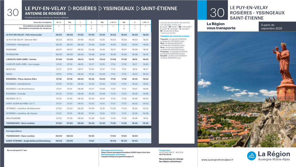 30 Le Puy-En-Velay Rosières Yssingeaux Saint-Étienne