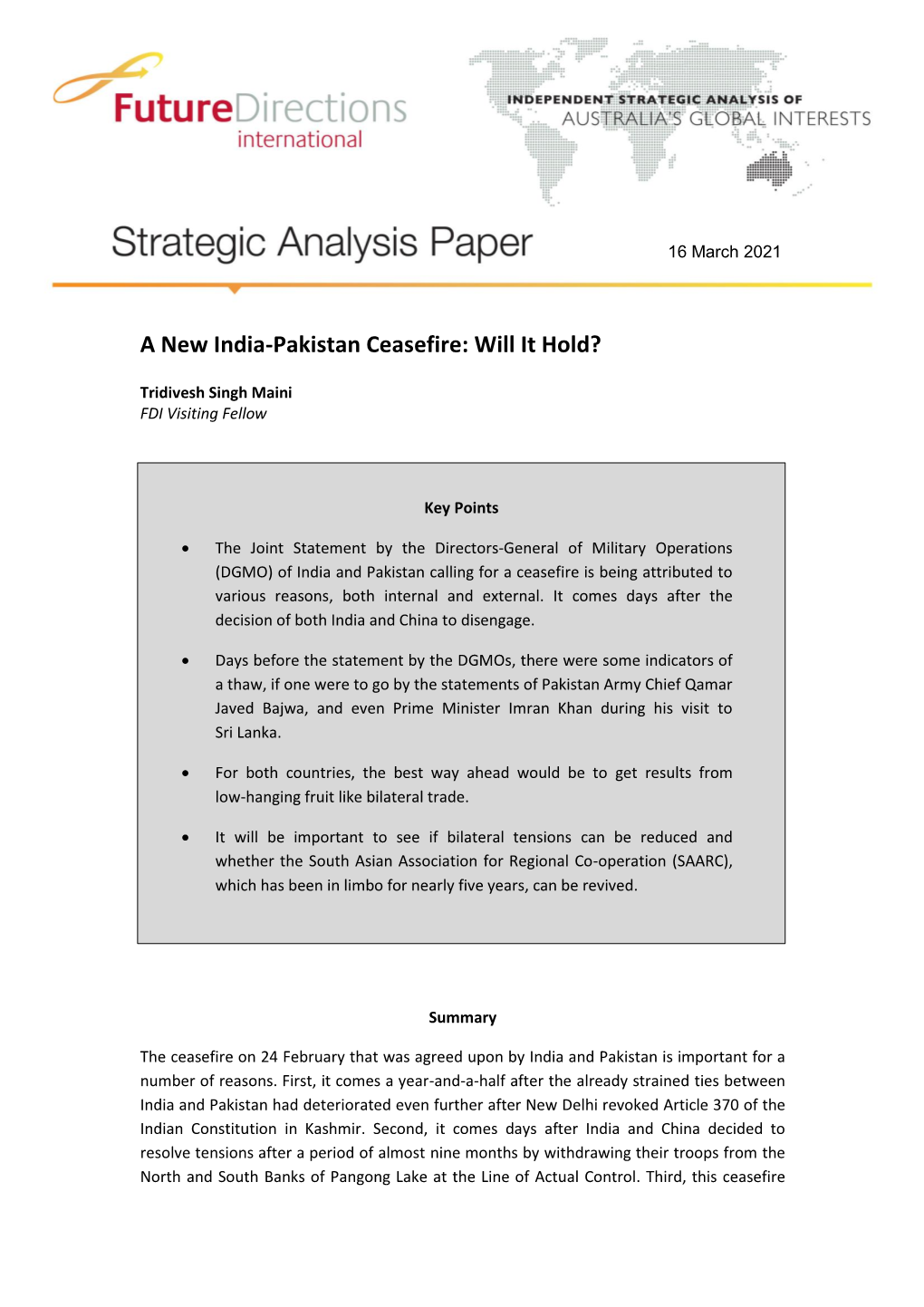 A New India-Pakistan Ceasefire: Will It Hold?