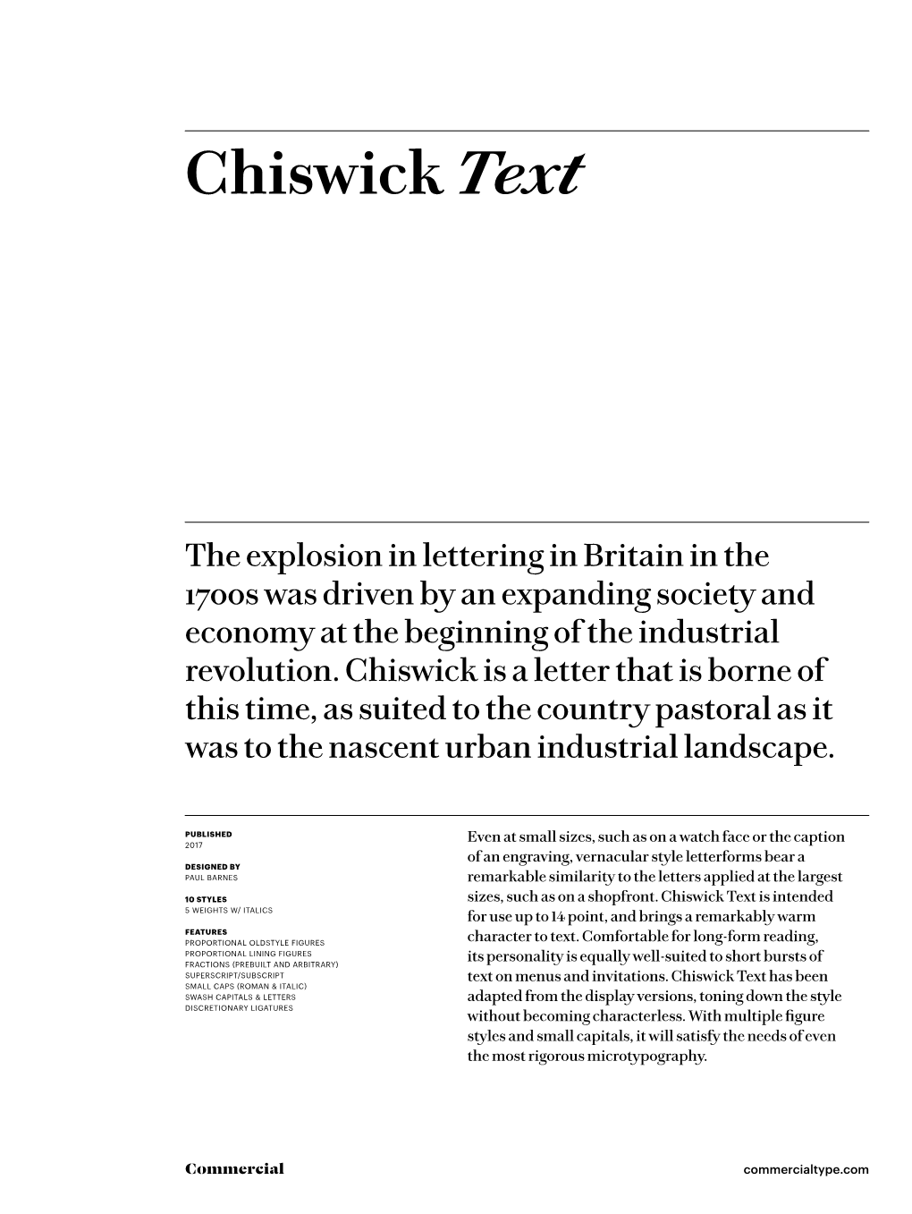Chiswick Text Family Specimen