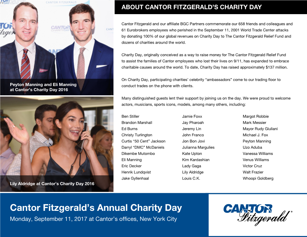 Cantor Fitzgerald's Annual Charity