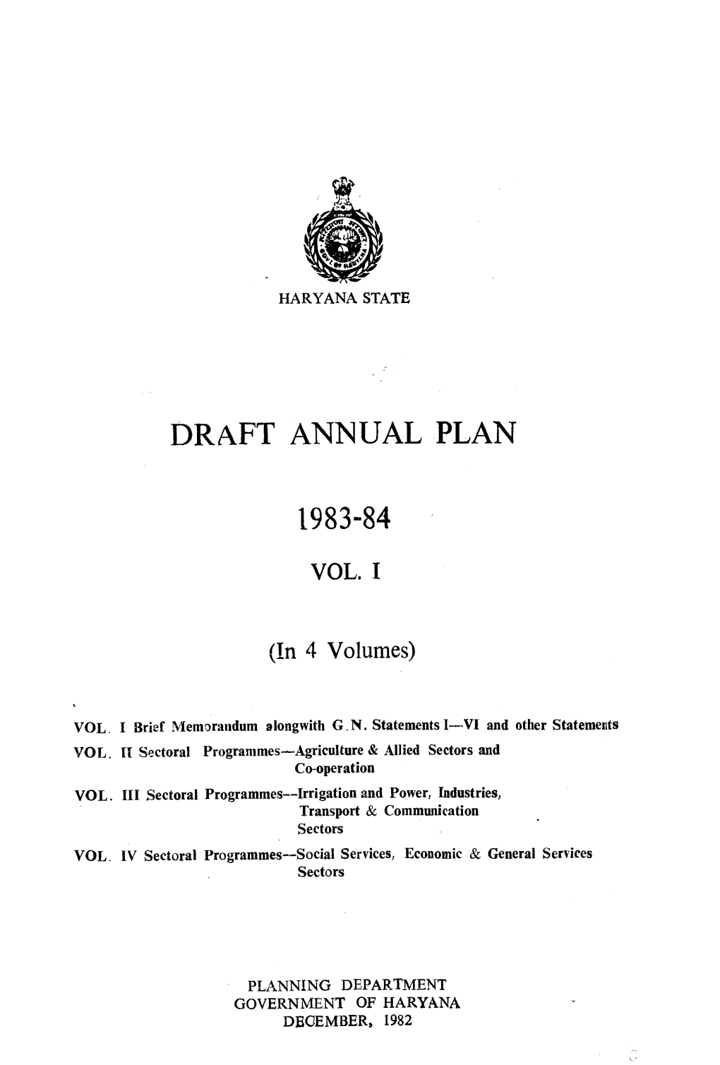 Draft Annual Plan 1983-1984