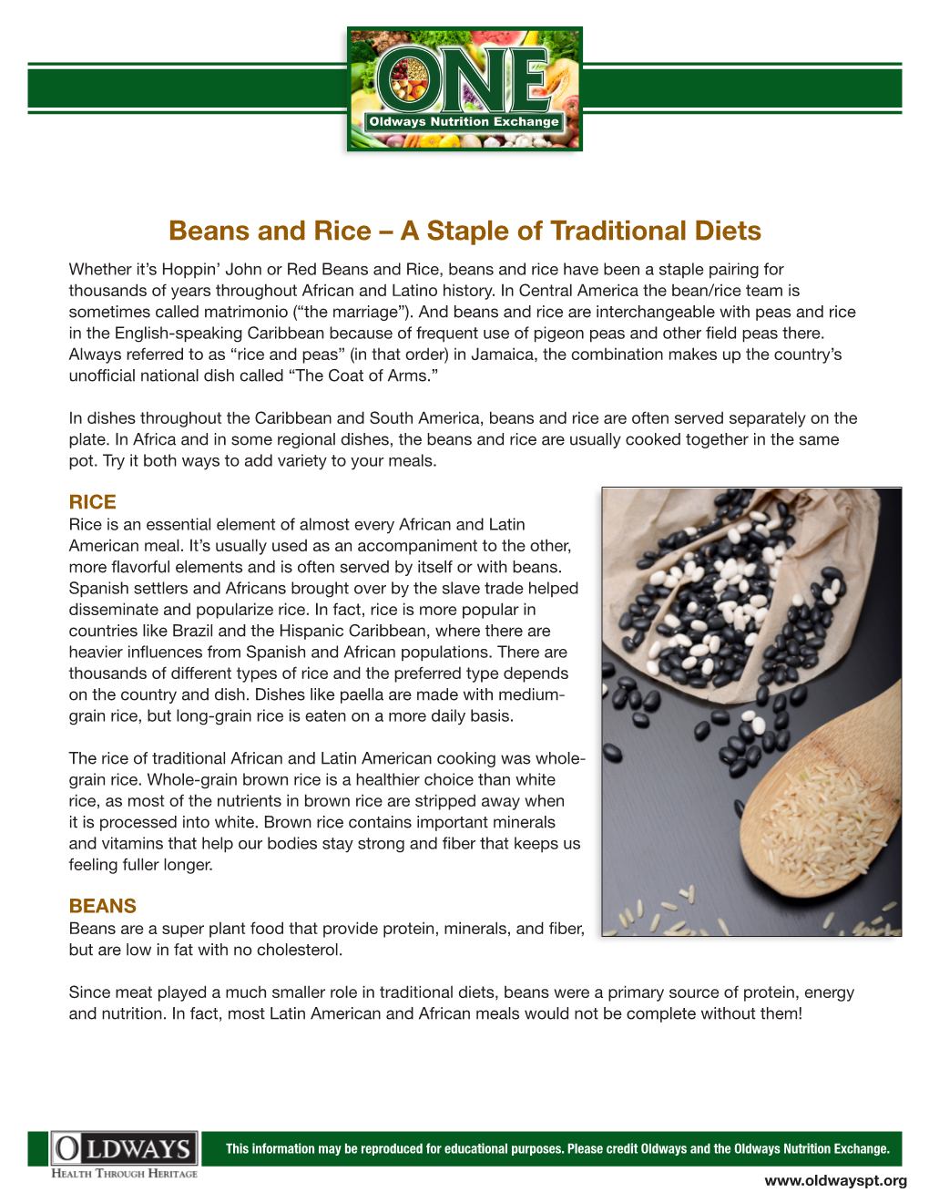 Beans and Rice – a Staple of Traditional Diets