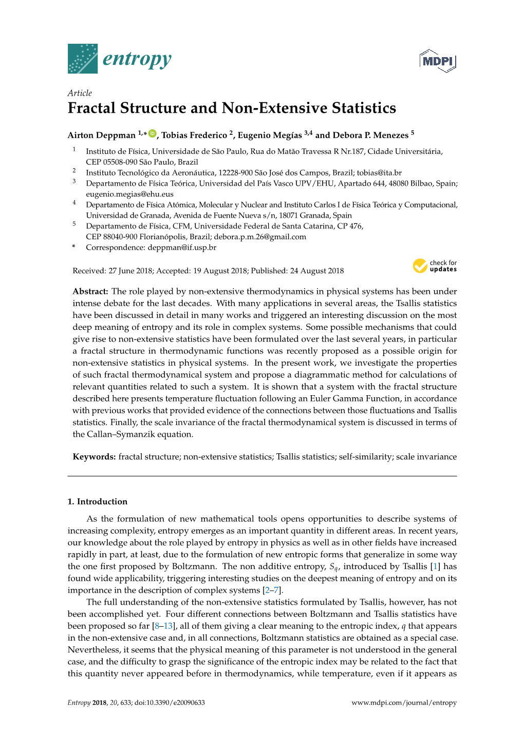 Fractal Structure and Non-Extensive Statistics