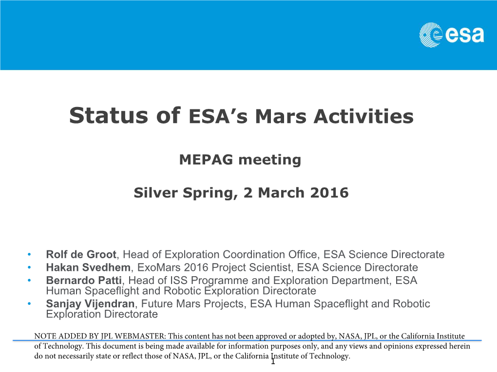 Mars Sample Return (4+1 Architecture)