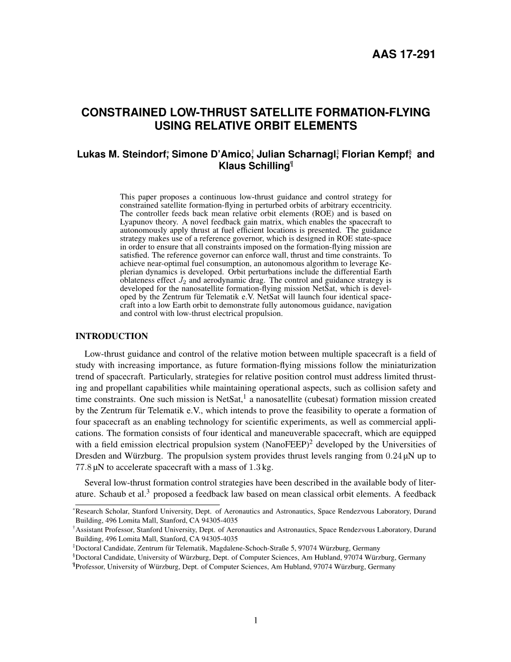 Aas 17-291 Constrained Low-Thrust Satellite Formation-Flying Using Relative Orbit Elements