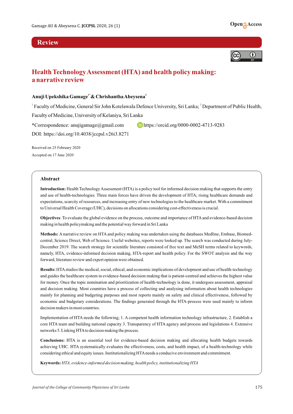 Review Health Technology Assessment (HTA)