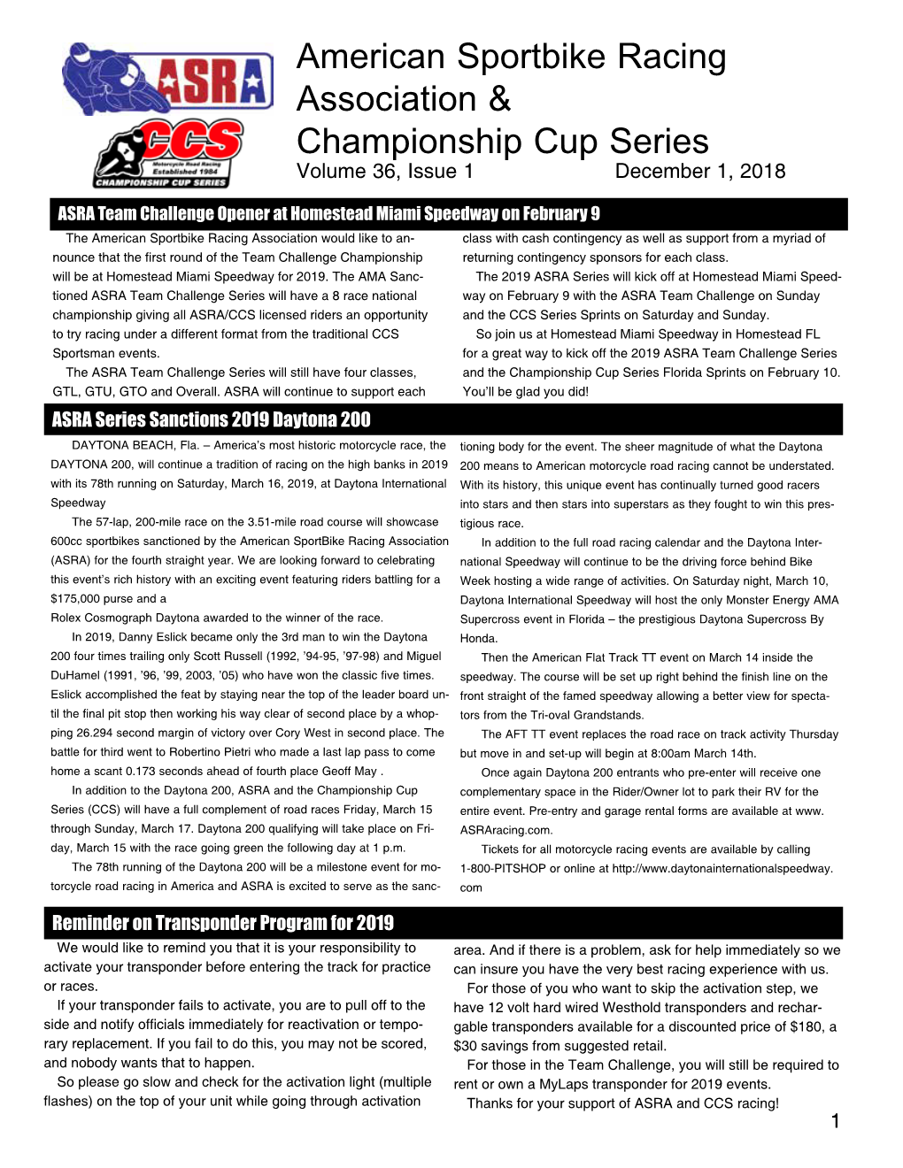 American Sportbike Racing Association & Championship Cup