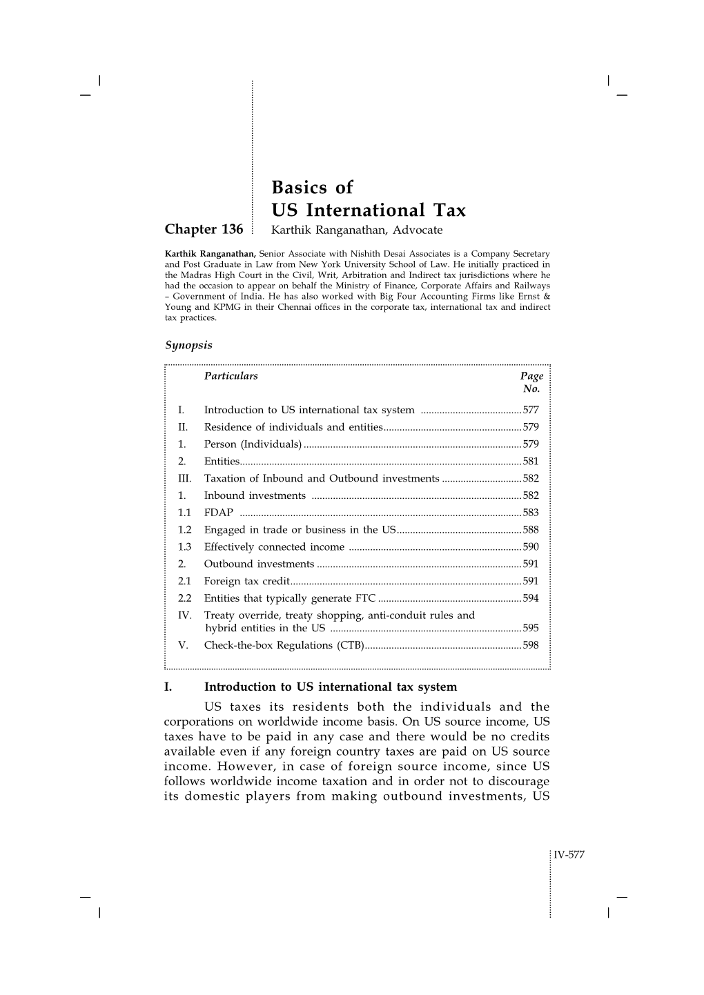 Basics of US International Tax