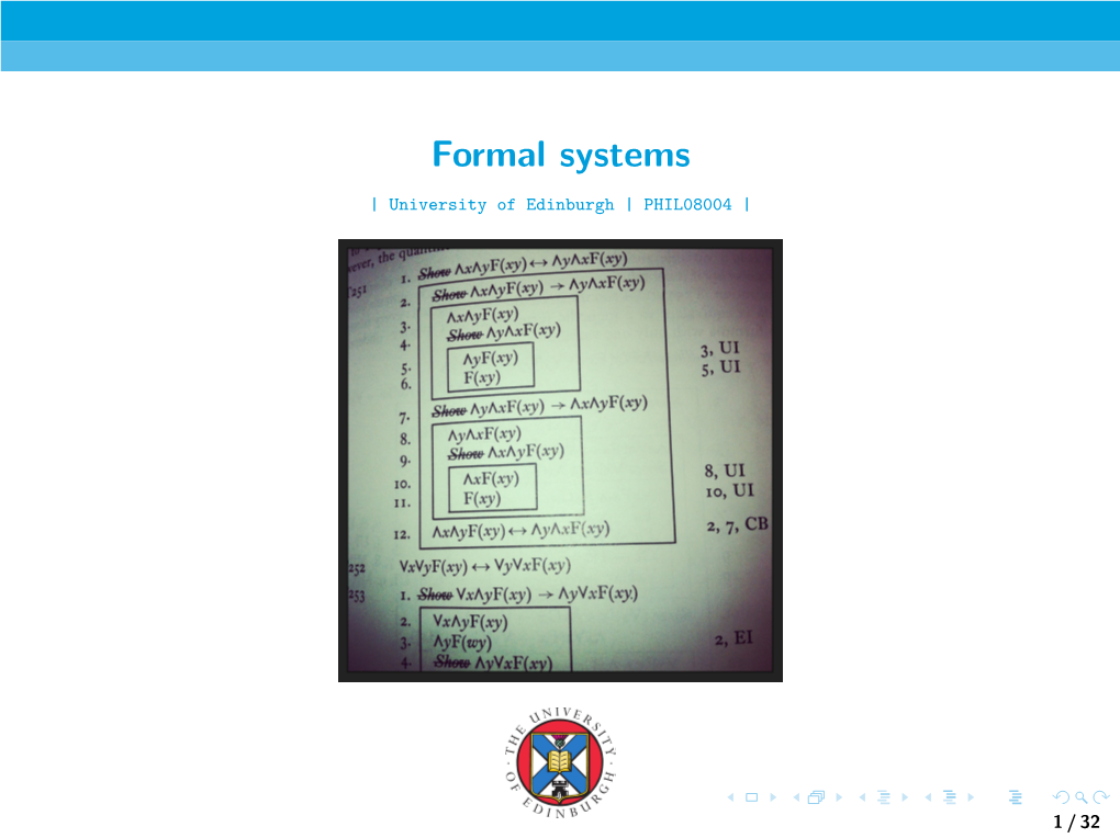 Formal Systems .1In