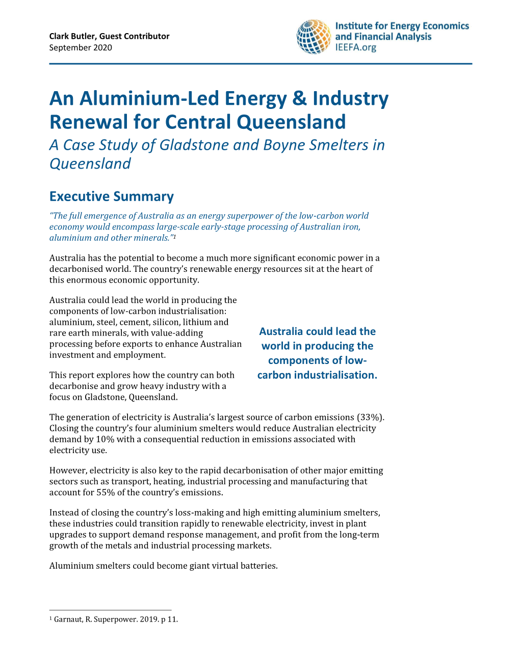 An Aluminium-Led Energy & Industry Renewal for Central Queensland