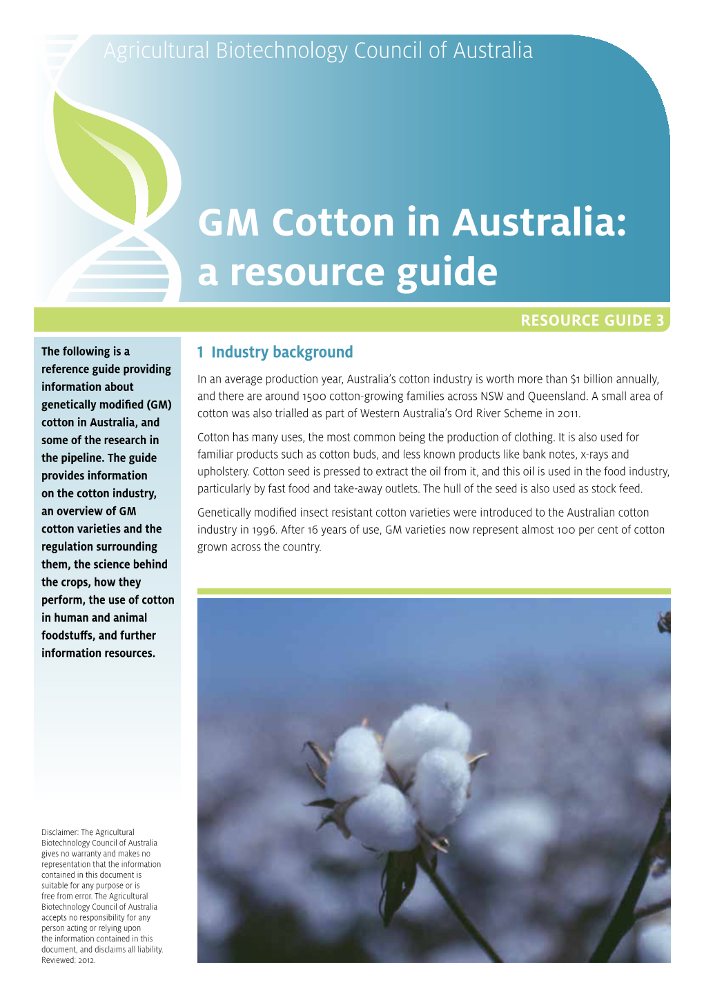 GM Cotton in Australia: a Resource Guide