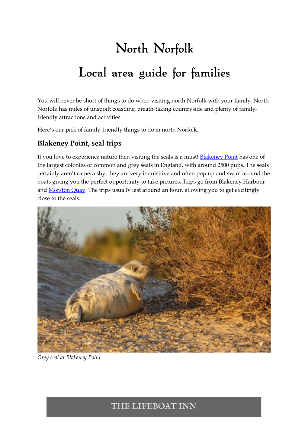 North Norfolk Local Area Guide for Families