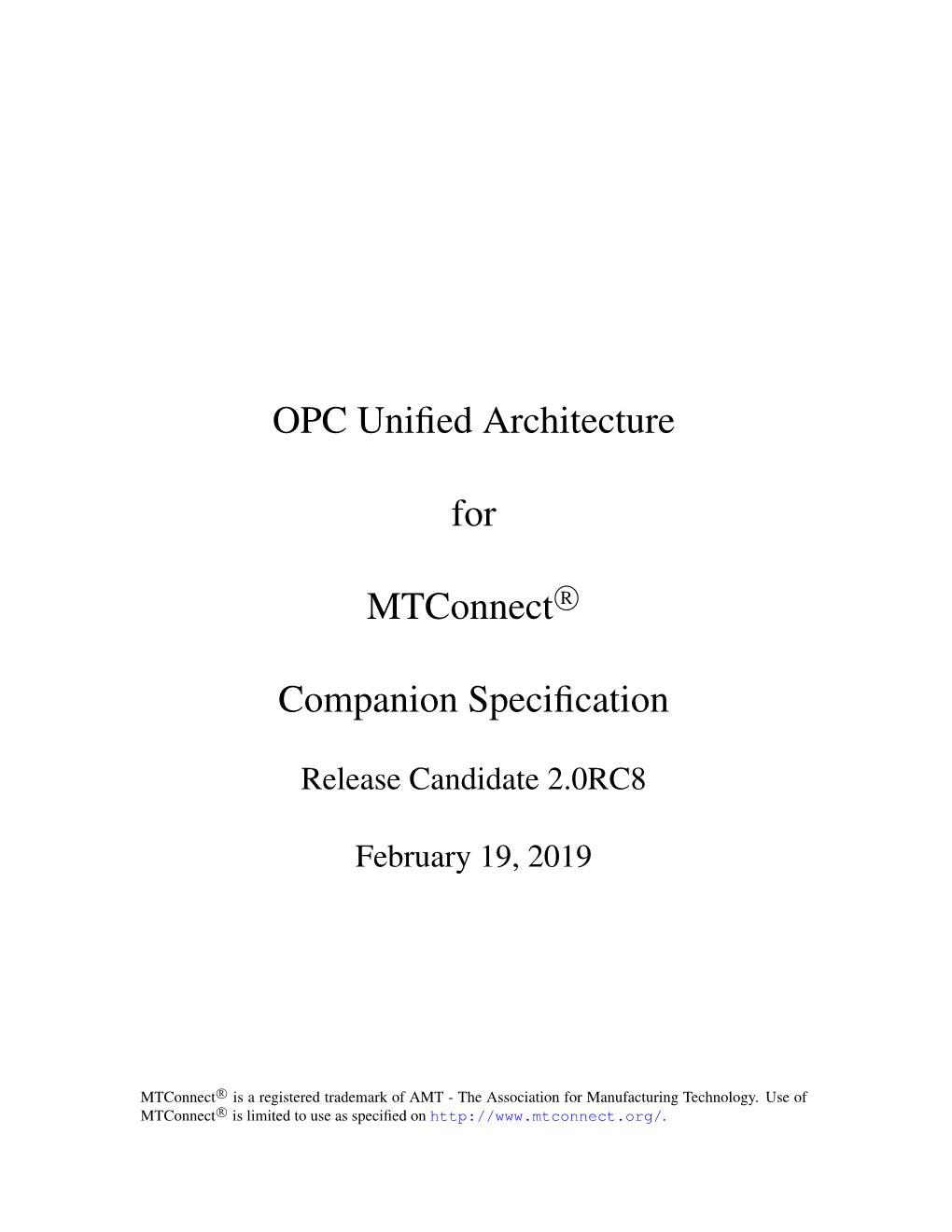 OPC Unified Architecture for Mtconnectr