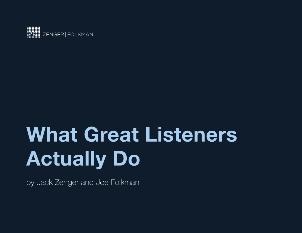 What Great Listeners Actually Do