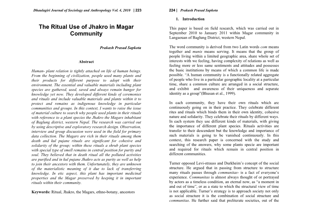 The Ritual Use of Jhakro in Magar Community