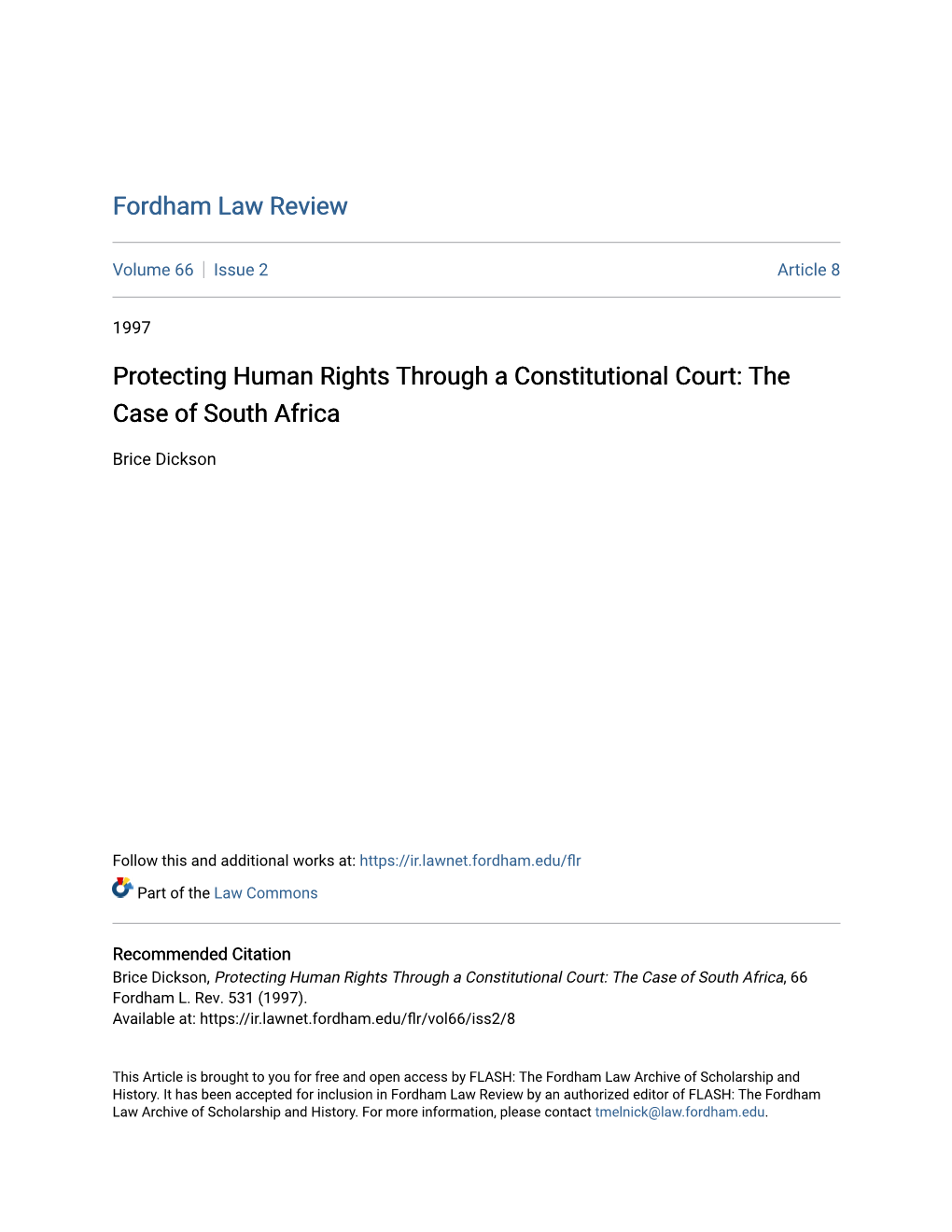 Protecting Human Rights Through a Constitutional Court: the Case of South Africa