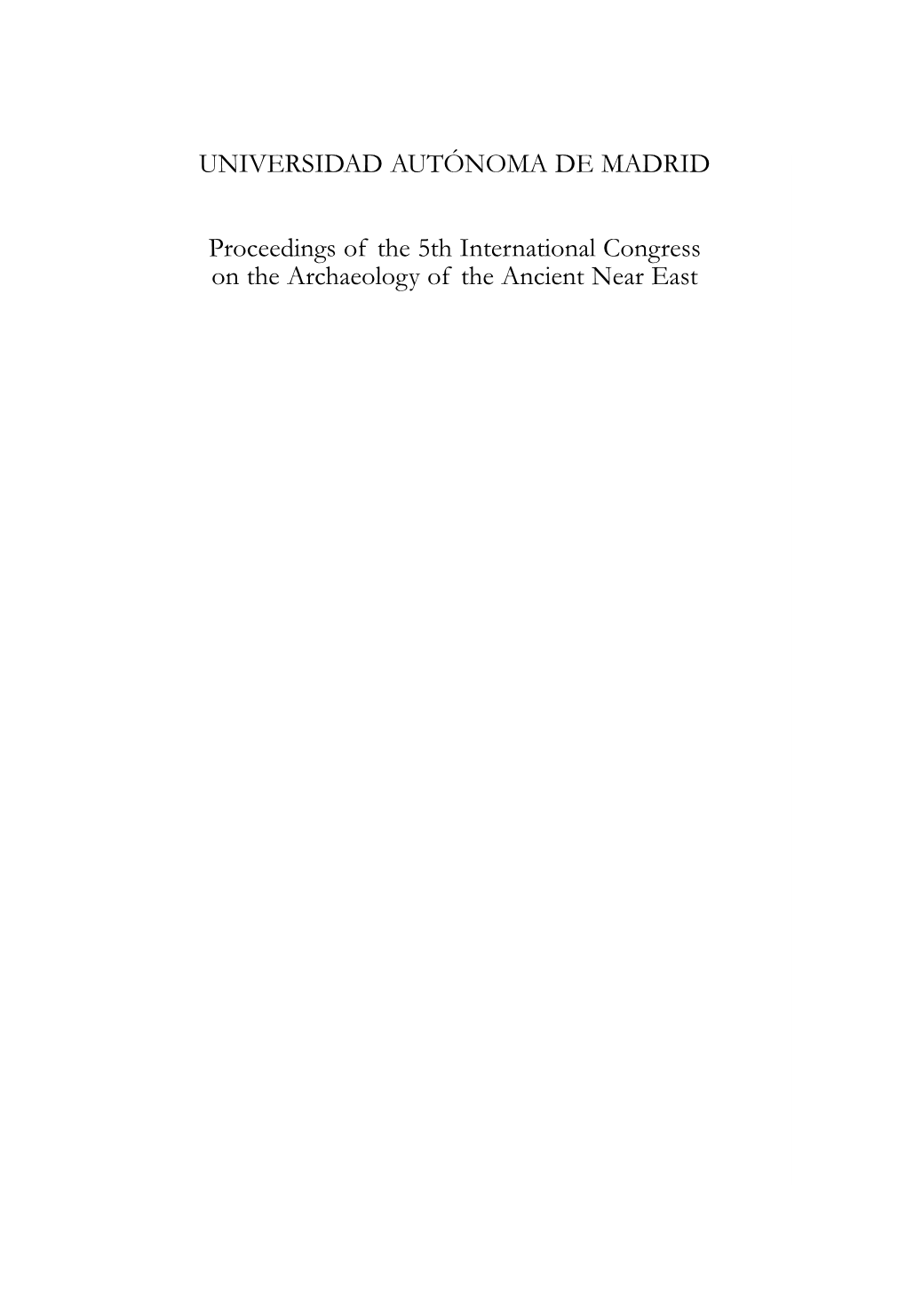 UNIVERSIDAD AUTÓNOMA DE MADRID Proceedings of the 5Th