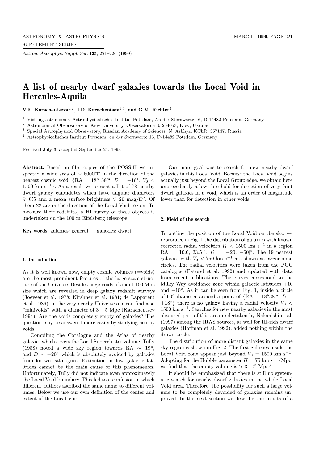 A List of Nearby Dwarf Galaxies Towards the Local Void in Hercules-Aquila