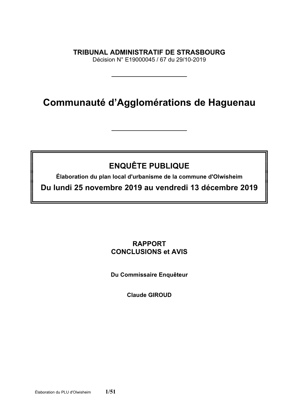 Rapport Du Commissaire Enquêteur