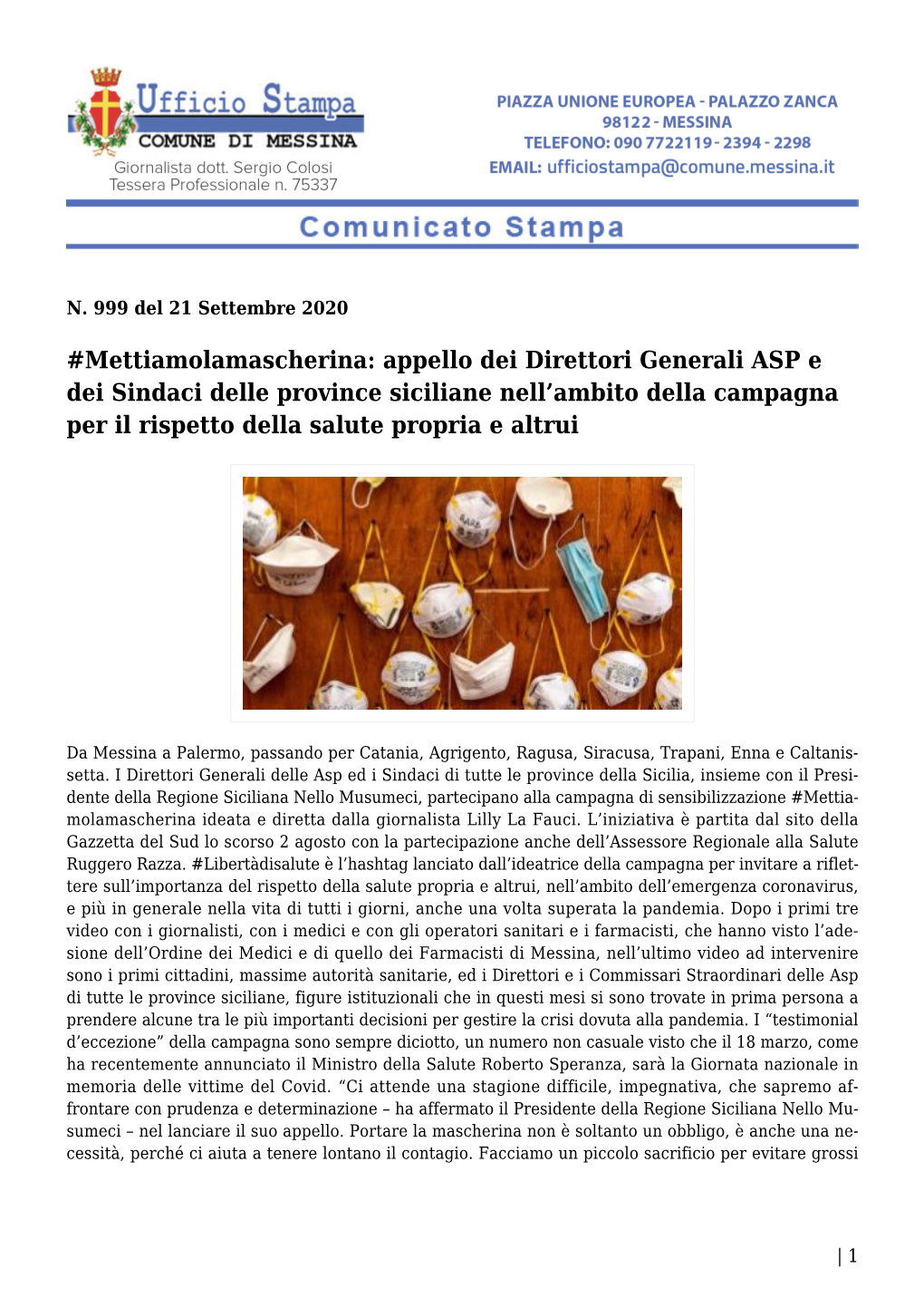 Mettiamolamascherina: Appello Dei Direttori