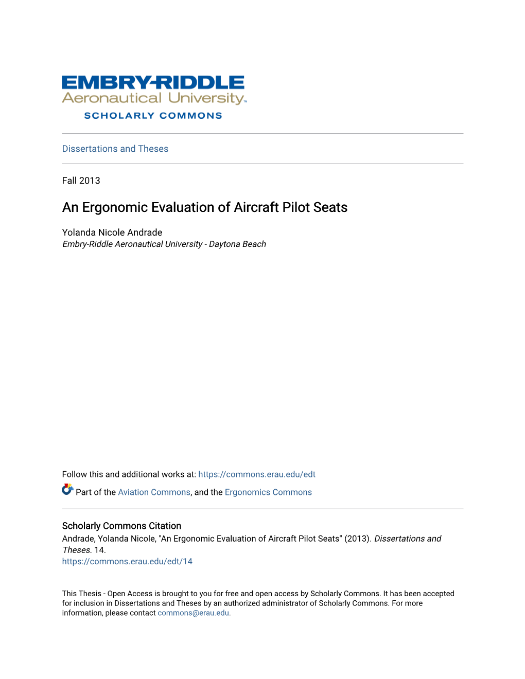 An Ergonomic Evaluation of Aircraft Pilot Seats