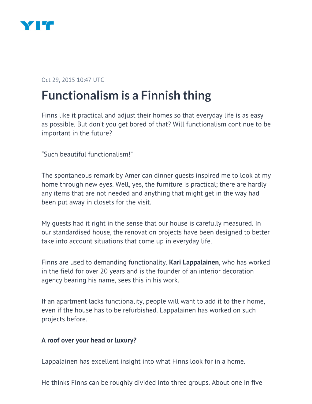 Functionalism Is a Finnish Thing