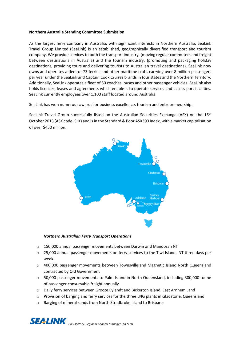 Northern Australia Standing Committee Submission As The