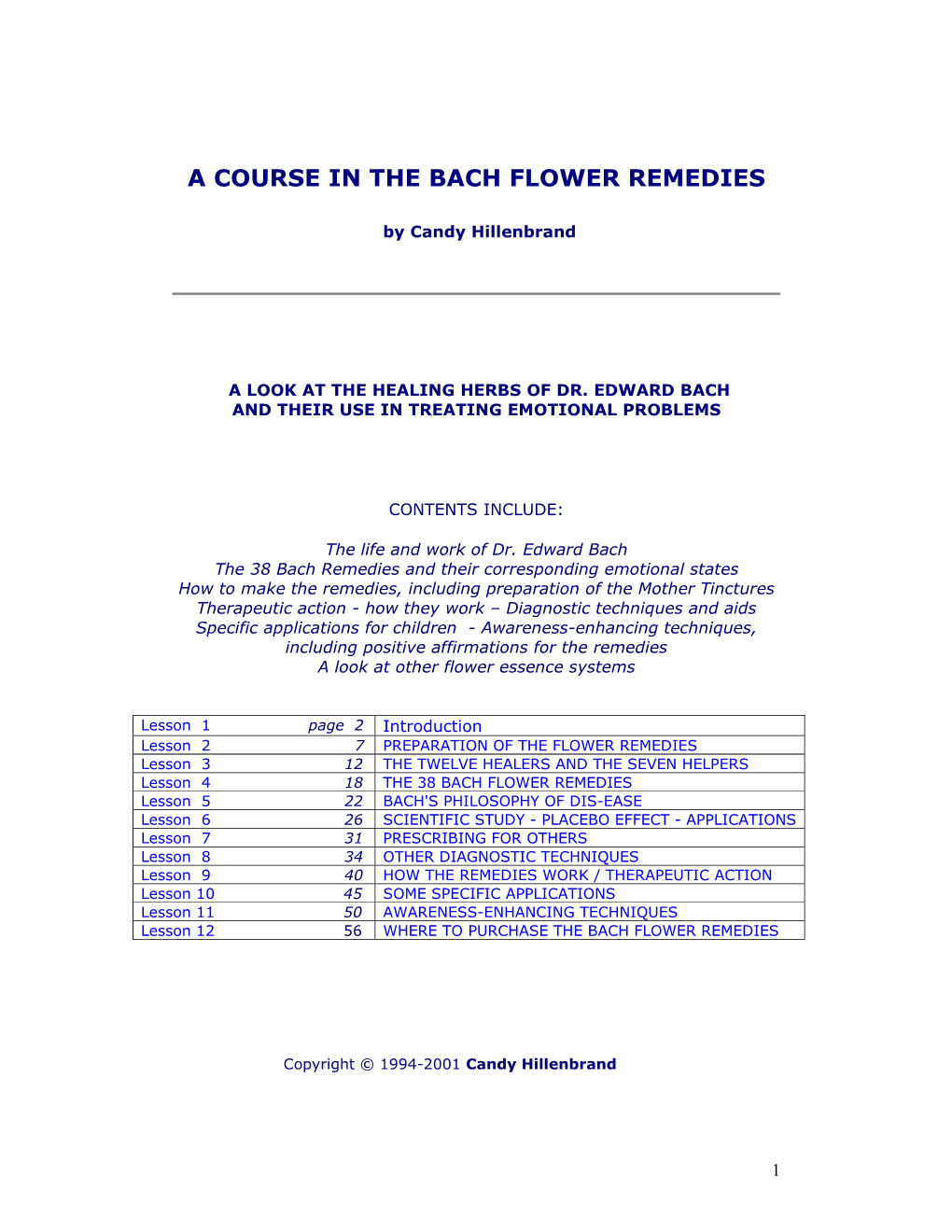 A Course in the Bach Flower Remedies