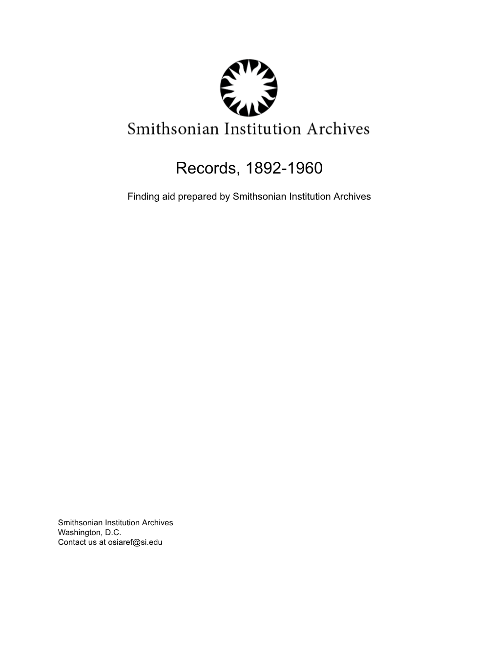 Records, 1892-1960