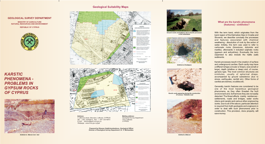Karstic Phenomena NATURAL RESOURCES and ENVIRONMENT (Features) - Sinkholes? REPUBLIC of CYPRUS