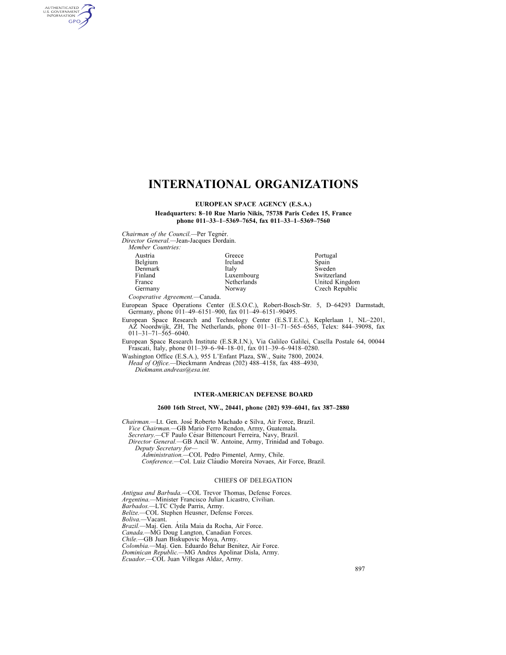 International Organizations