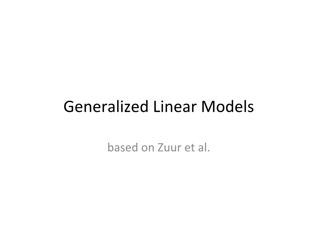 Generalized Linear Models