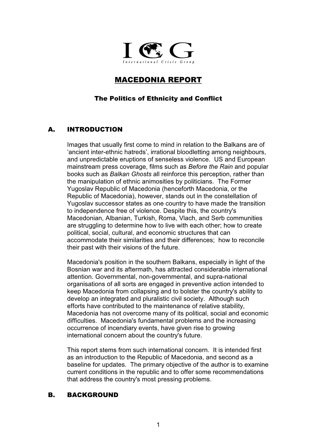 Macedonia Report