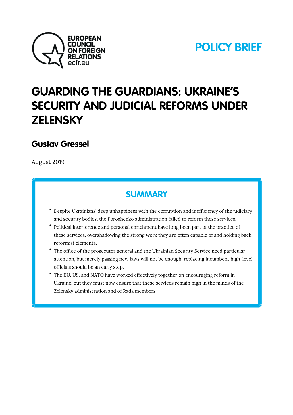 Ukraine's Security and Judicial Reforms Under Zelensky