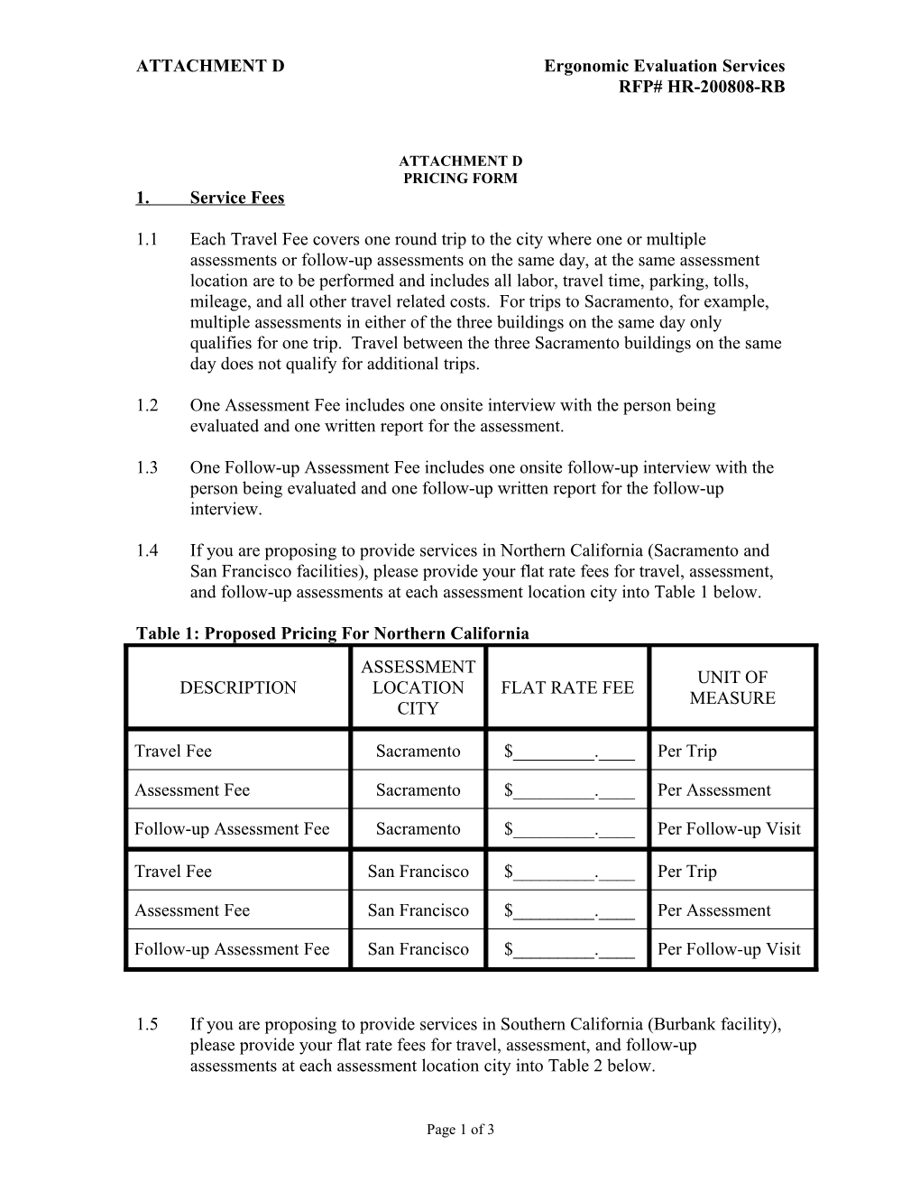 ATTACHMENT D Ergonomic Evaluation Services