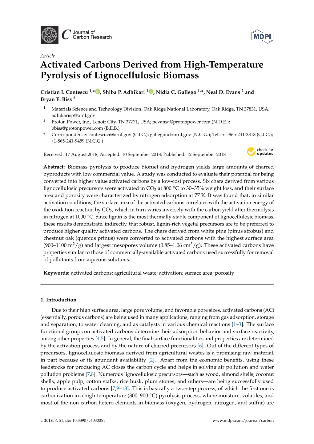 Activated Carbons Derived from High-Temperature Pyrolysis of Lignocellulosic Biomass