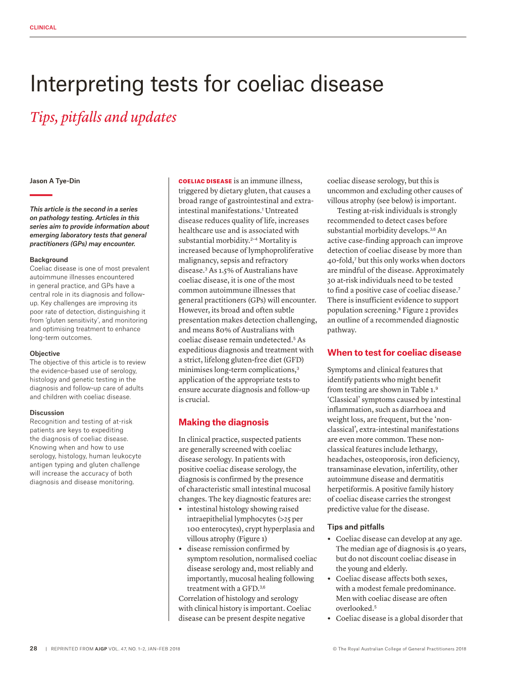 Interpreting Tests for Coeliac Disease