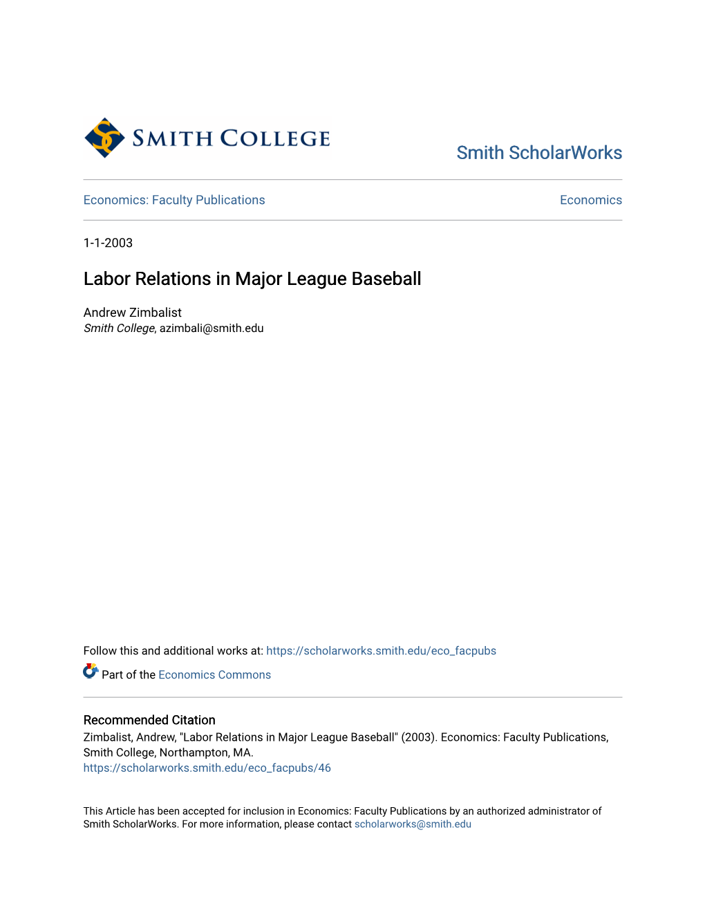 Labor Relations in Major League Baseball