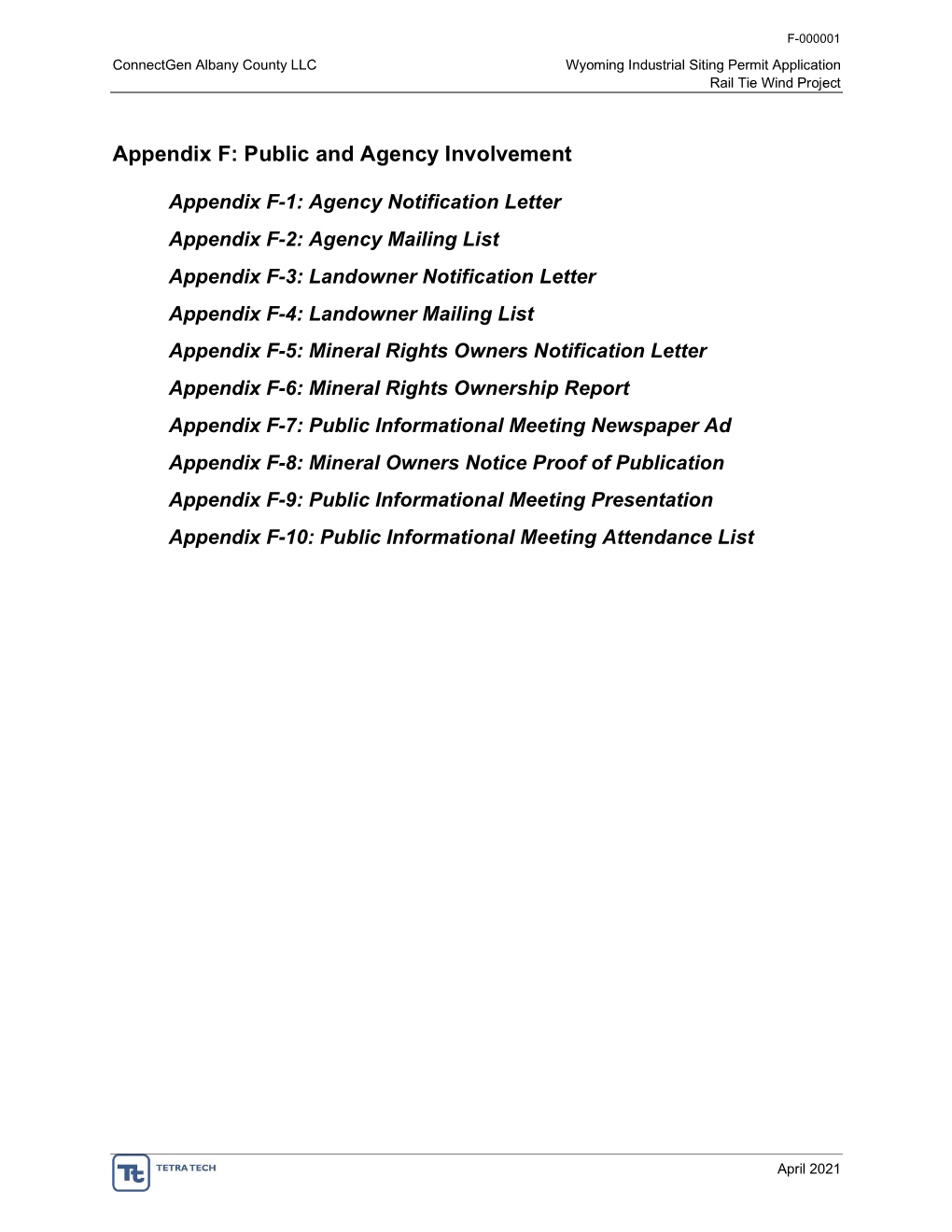 Appendix F: Public and Agency Involvement