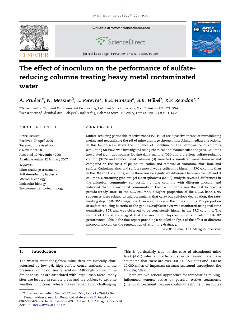 The Effect of Inoculum on the Performance of Sulfatereducing