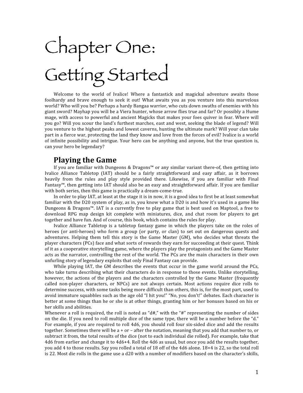 Chapter One: Getting Started