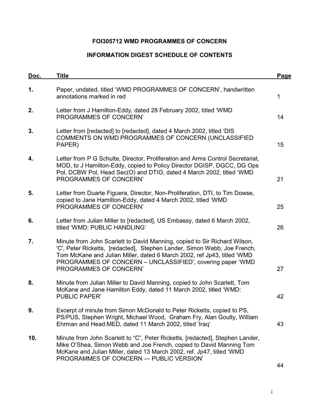 Foi305712 Wmd Programmes of Concern