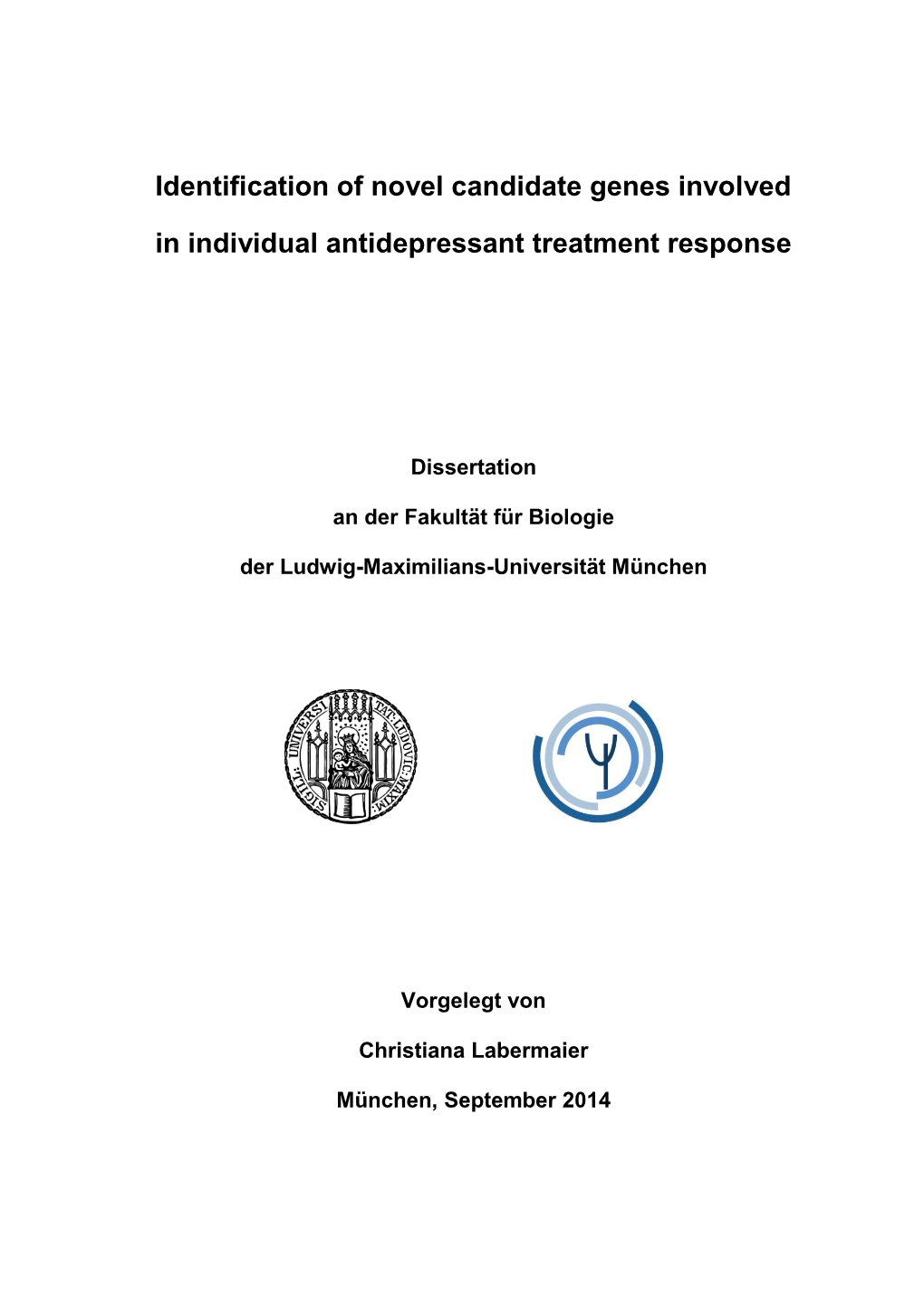 Identification of Novel Candidate Genes Involved in Individual Antidepressant Treatment Response