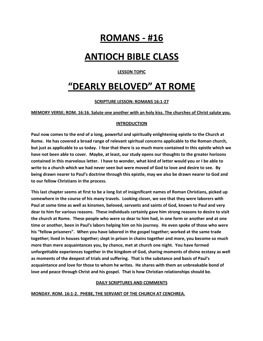 Romans - #16 Antioch Bible Class