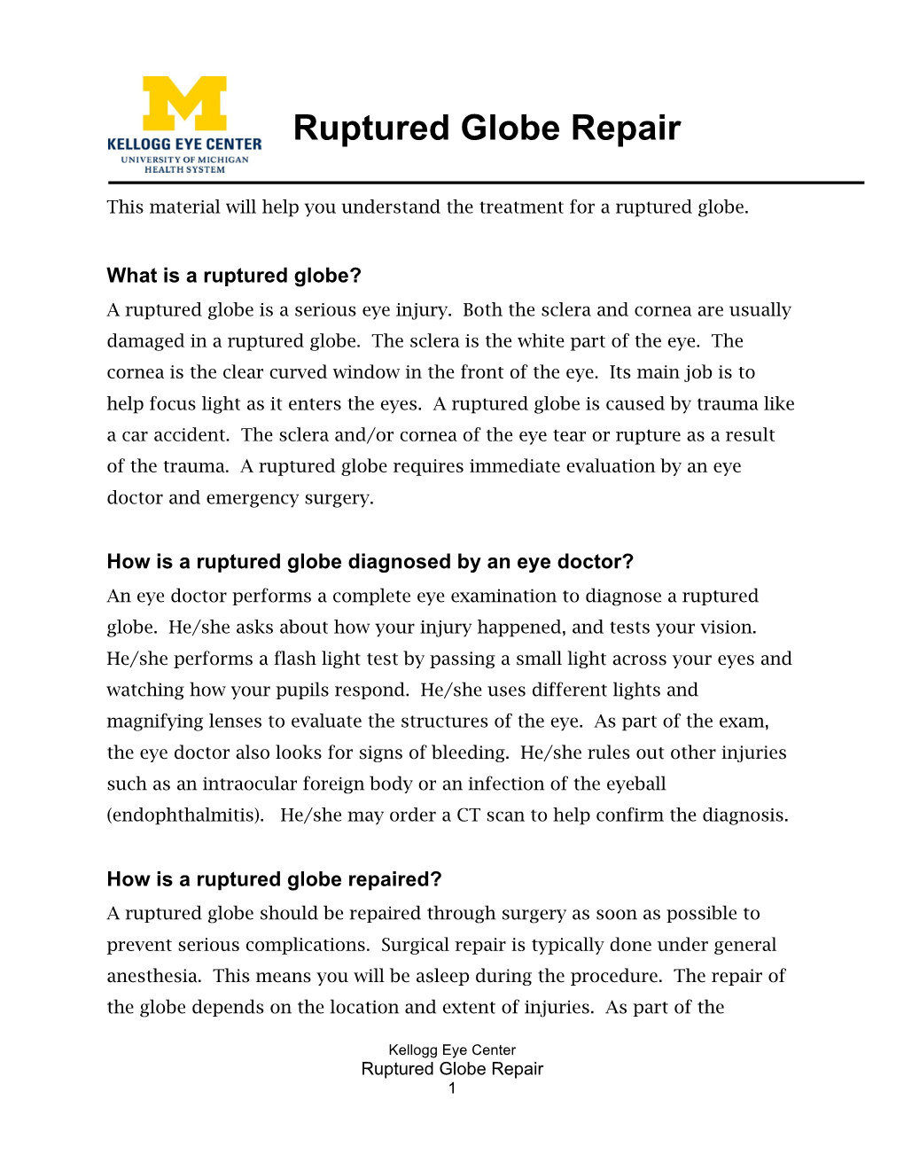 Ruptured Globe Repair