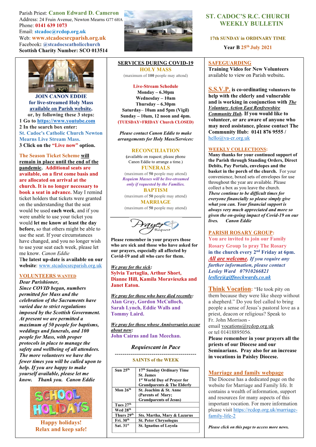 St. Cadoc's R.C. Church Weekly Bulletin