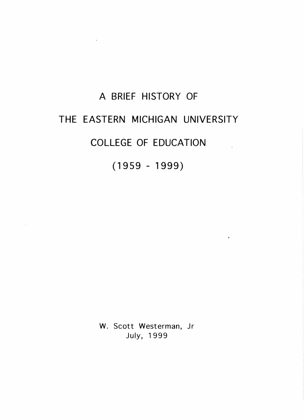 A Brief History of the Eastern Michigan University